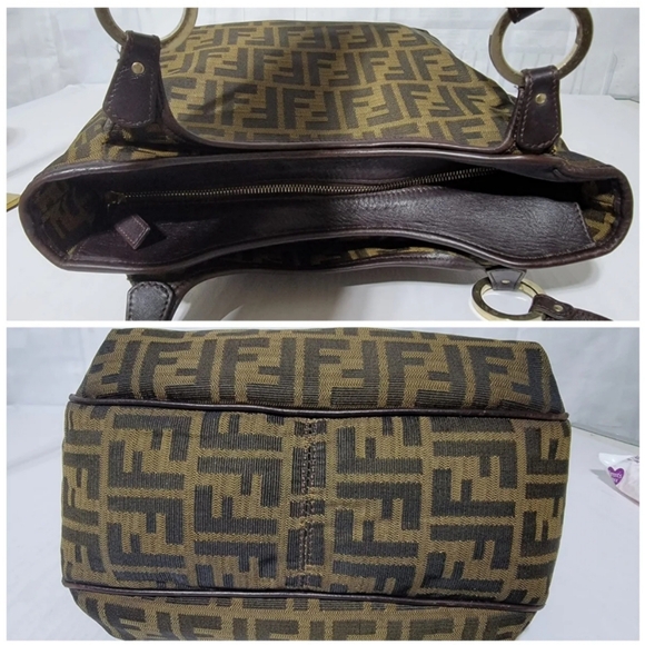 Fendi Tobacco Zucca Chef Moro  Canvas And Leather  Tote Bag - Picture 10 of 11